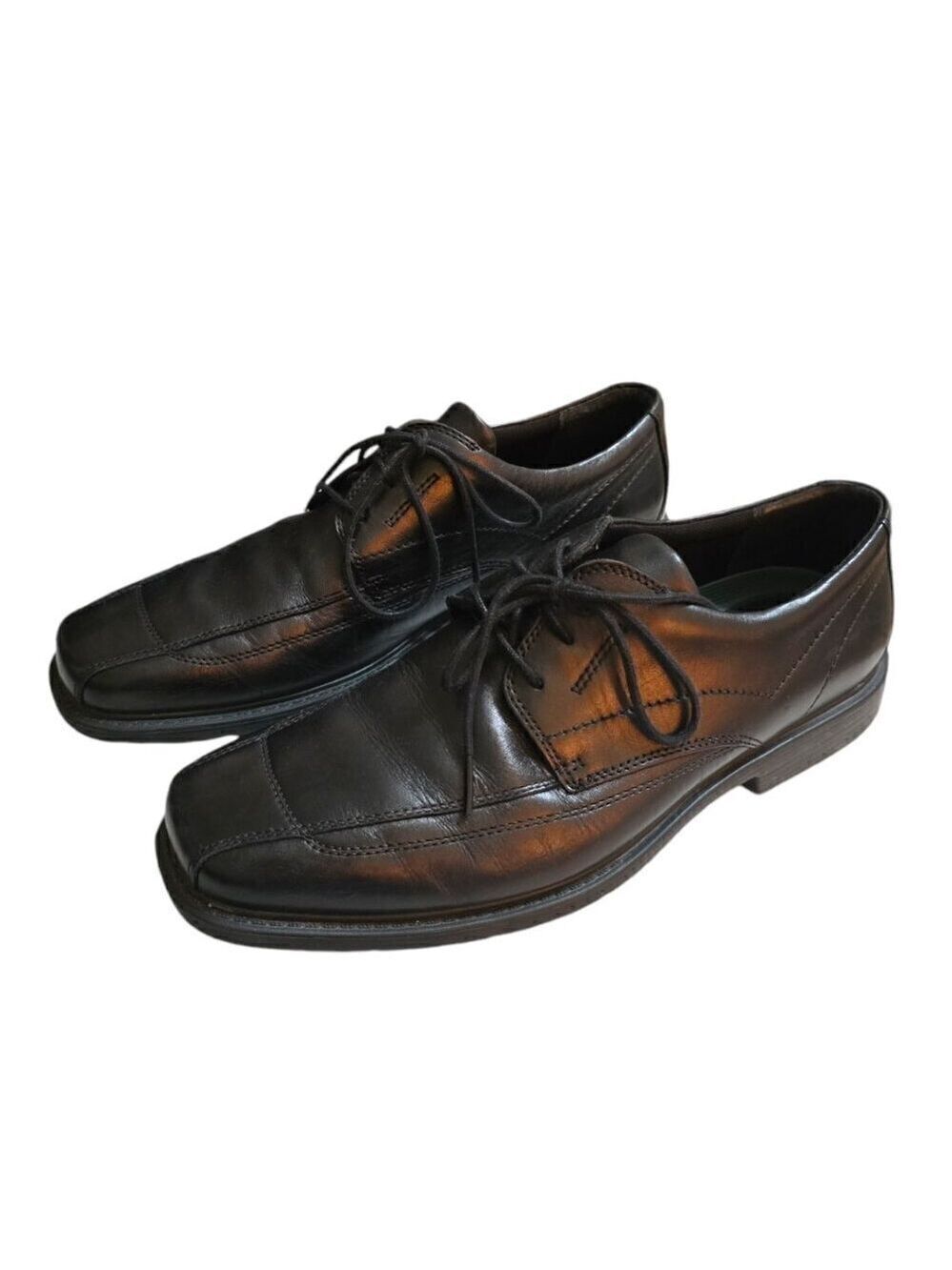 Clarks Black Newmann Lace Up Square Toe Leather Oxford Shoes Sz 11M